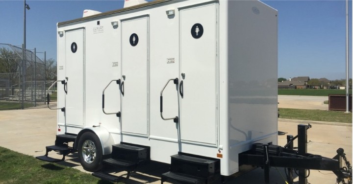 Three-stall Restroom Trailer - Perfect for Weddings & Events! | Houston Delivery