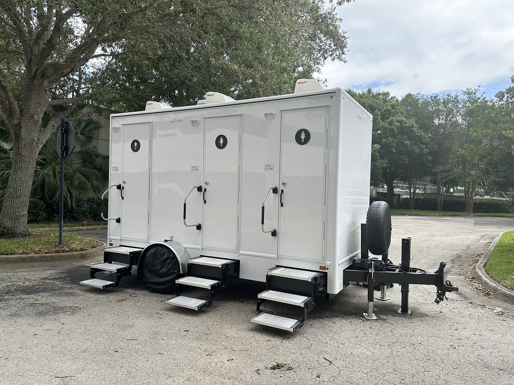 3-Station Restroom Trailer - Tampa’s Cleanest Event Bathrooms - Image 1 of 1
